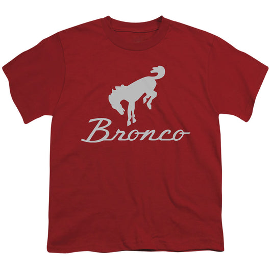 Ford Bronco Chrome Bronco Logo Kids Youth T Shirt Cardinal