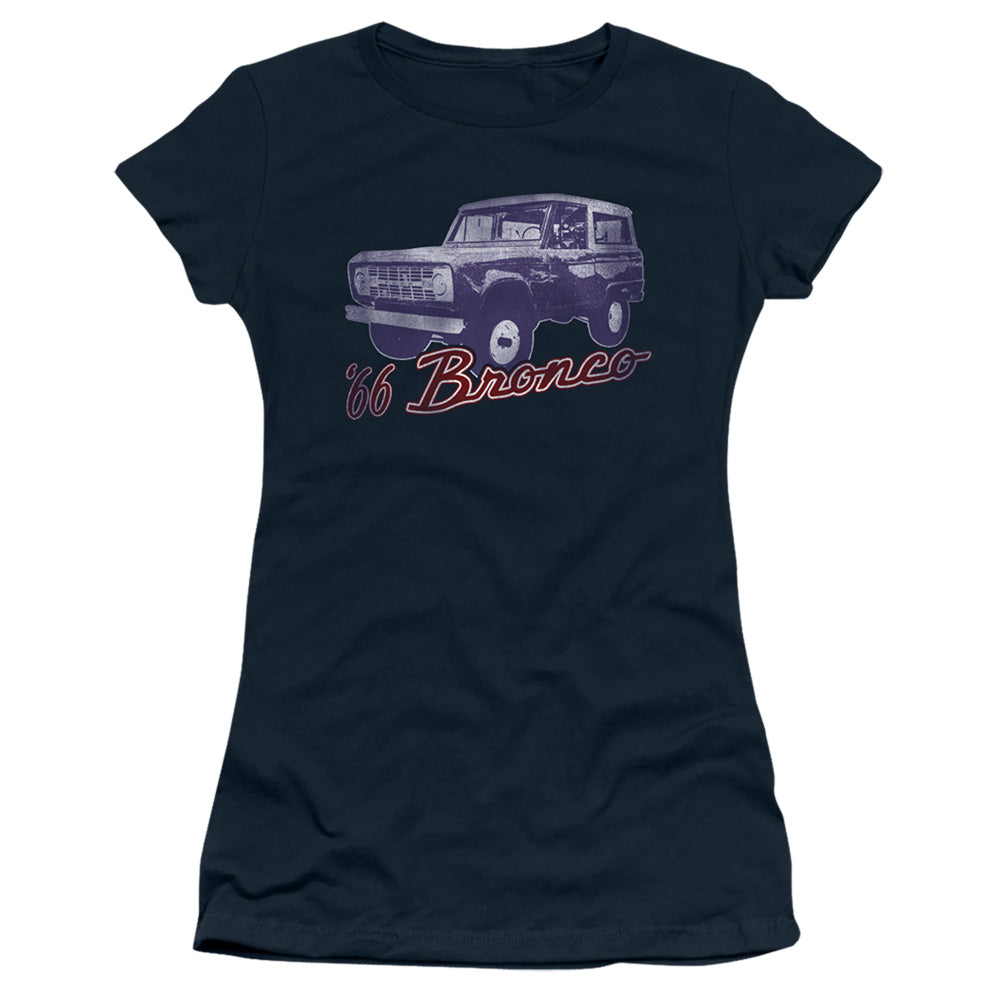 Ford Bronco 66 Bronco Classic Junior Sheer Cap Sleeve Womens T Shirt Navy