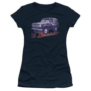 Ford Bronco 66 Bronco Classic Junior Sheer Cap Sleeve Womens T Shirt Navy