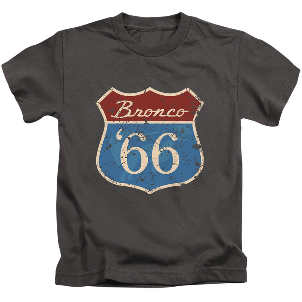 Ford Bronco Route 66 Bronco Juvenile Kids Youth T Shirt Charcoal