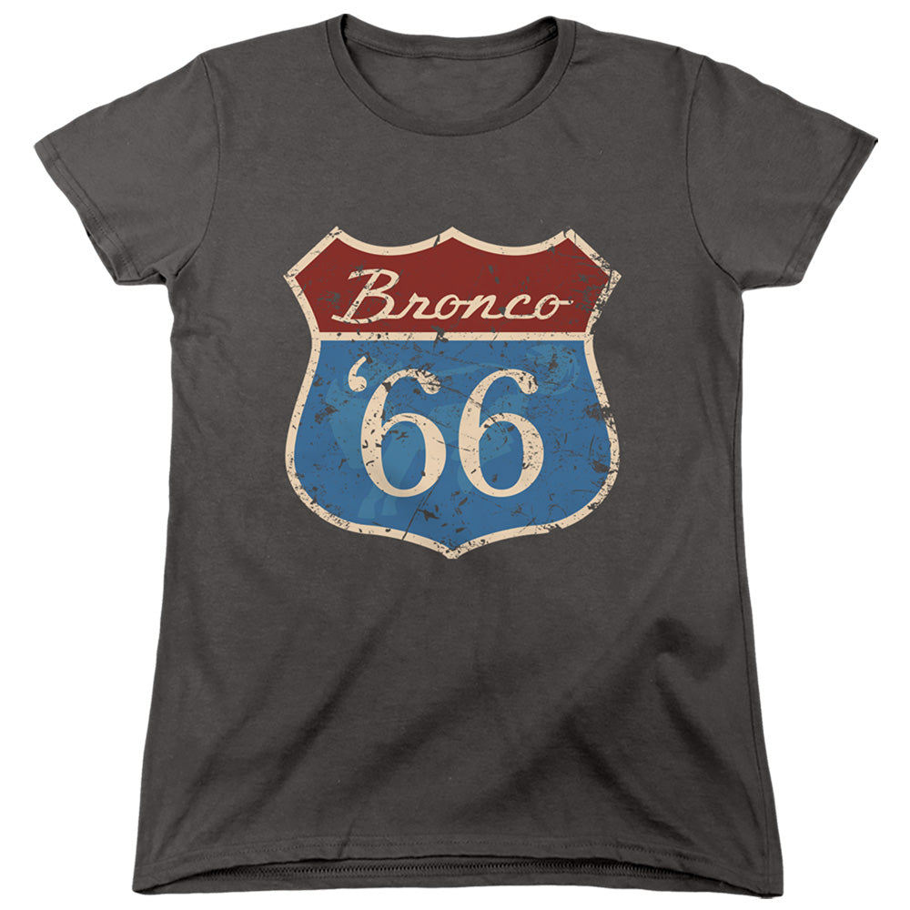 Ford Bronco Route 66 Bronco Womens T Shirt Charcoal