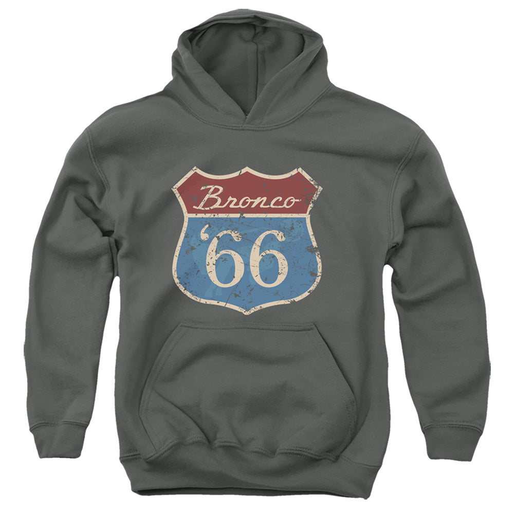 Ford Bronco Route 66 Bronco Kids Youth Hoodie Charcoal