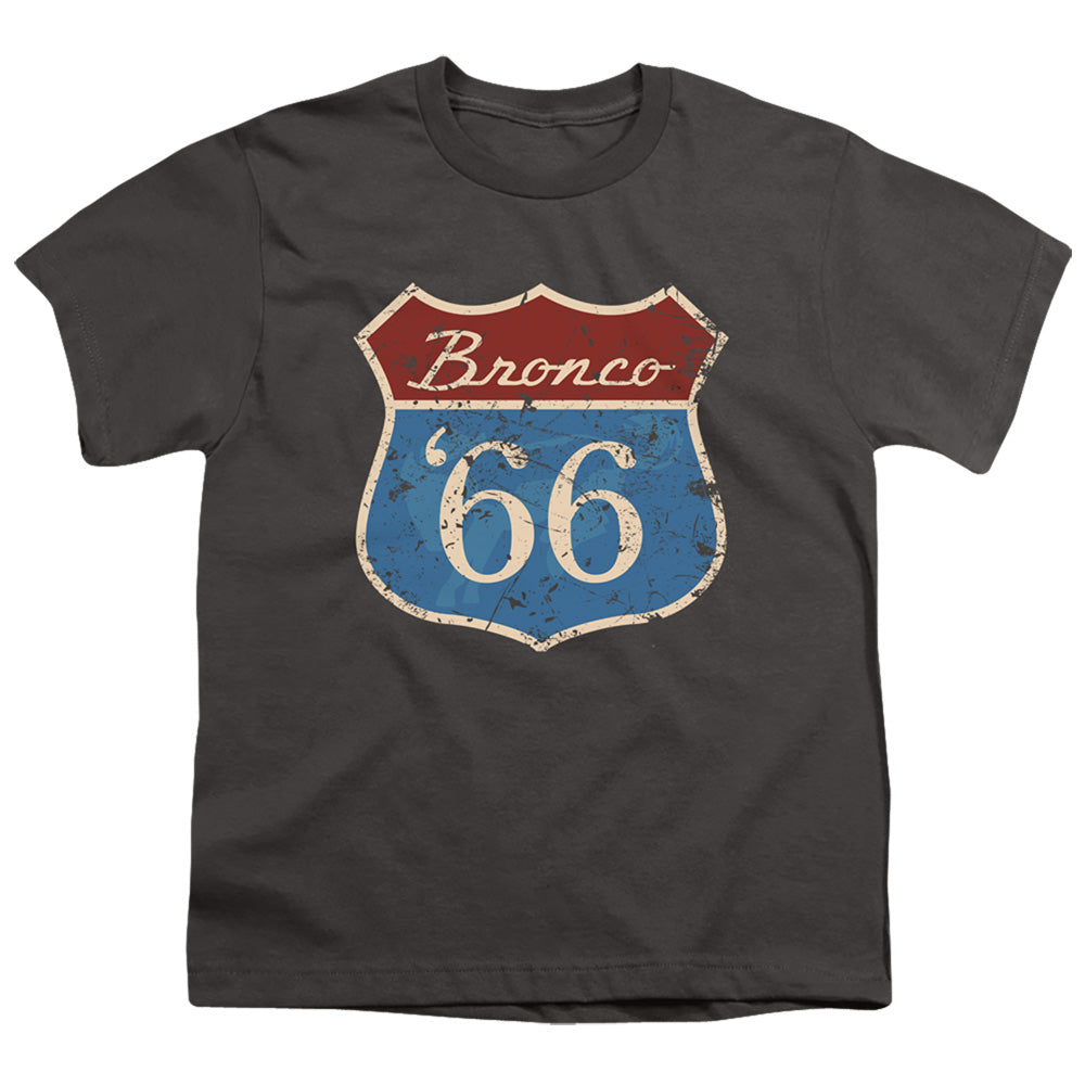 Ford Bronco Route 66 Bronco Kids Youth T Shirt Charcoal