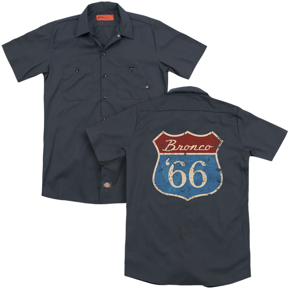 Ford Bronco Route 66 Bronco (Front Back Print) Adult Work Shirt Charcoal