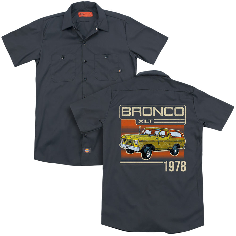 Ford Bronco Bronco 1978 (Front Back Print) Adult Work Shirt Charcoal