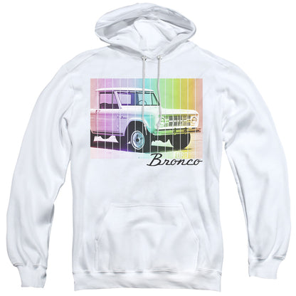 Ford Bronco Retro Rainbow Mens Hoodie White