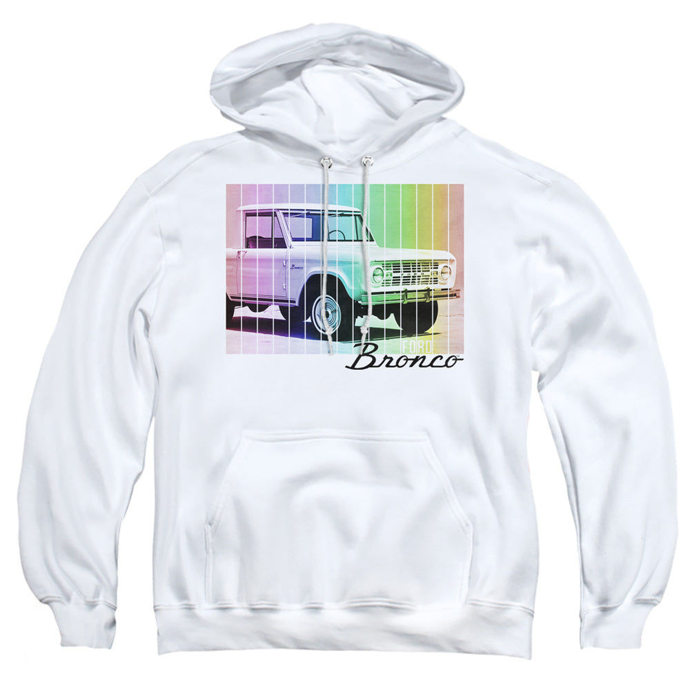 Ford Bronco Retro Rainbow Mens Hoodie White