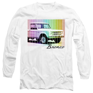 Ford Bronco Retro Rainbow Mens Long Sleeve Shirt White