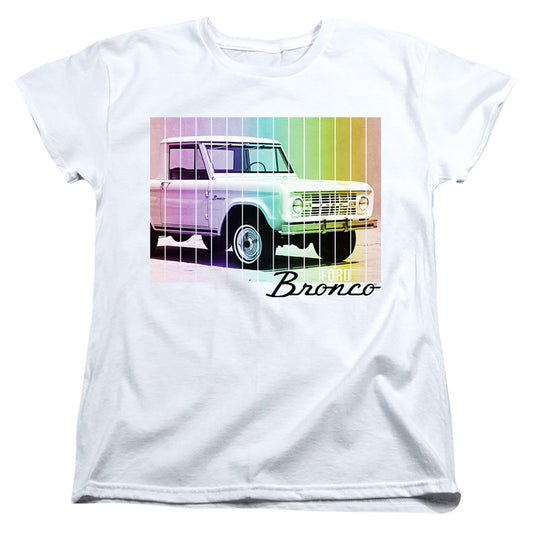 Ford Bronco Retro Rainbow Womens T Shirt White