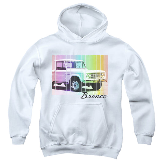 Ford Bronco Retro Rainbow Kids Youth Hoodie White