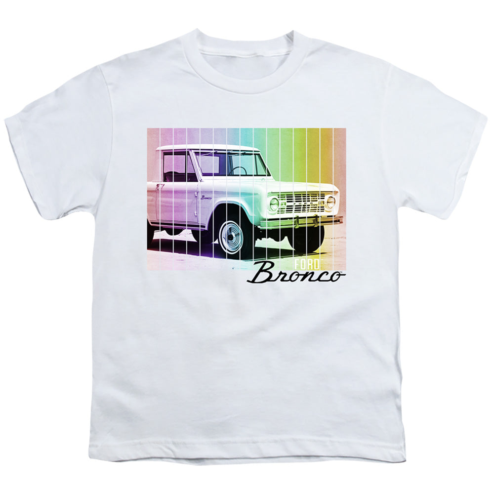 Ford Bronco Retro Rainbow Kids Youth T Shirt White