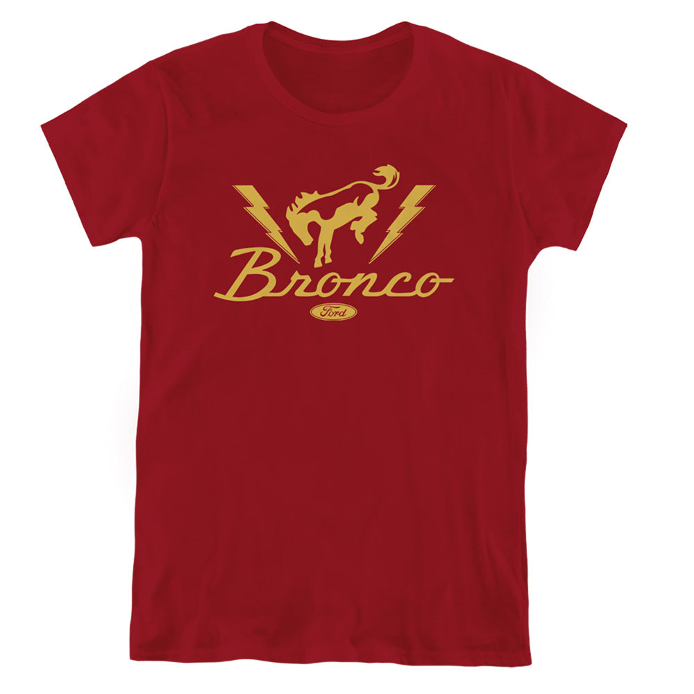 Ford Bronco Lightning Bronco Womens T Shirt Cardinal