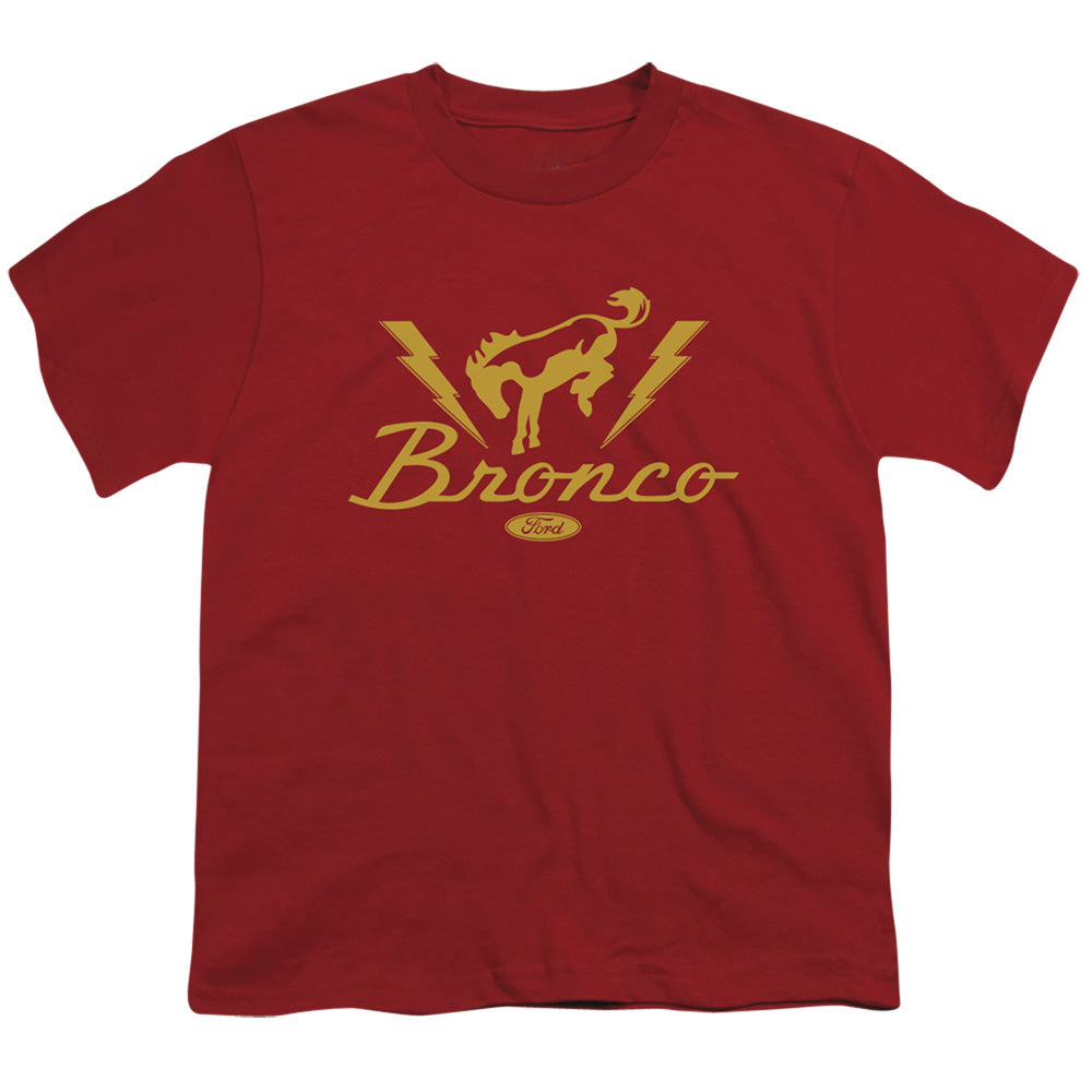 Ford Bronco Lightning Bronco Kids Youth T Shirt Cardinal