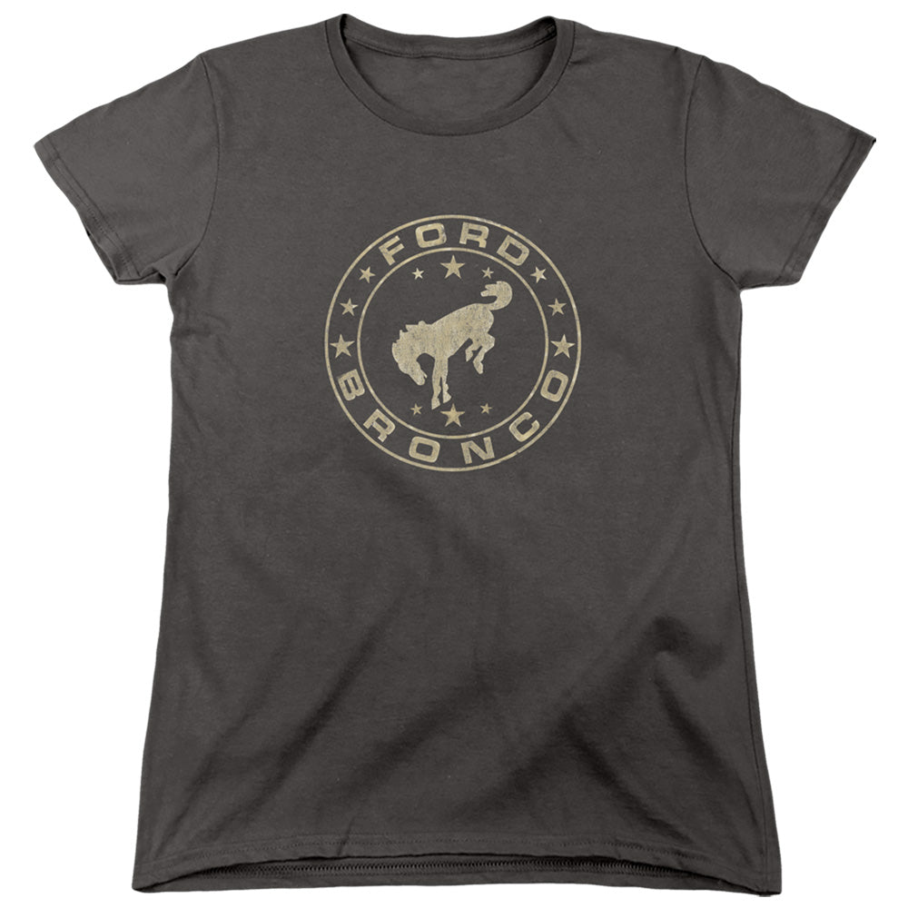 Ford Bronco Vintage Star Bronco Womens T Shirt Charcoal