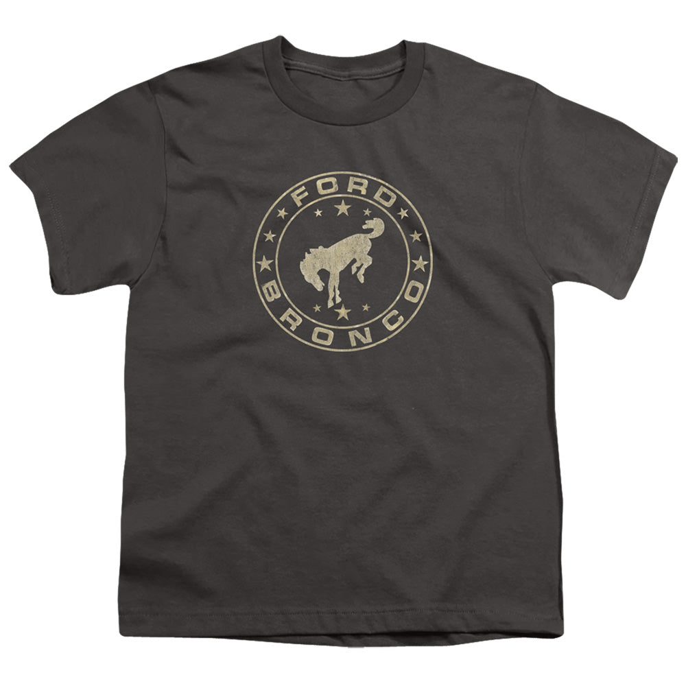 Ford Bronco Vintage Star Bronco Kids Youth T Shirt Charcoal