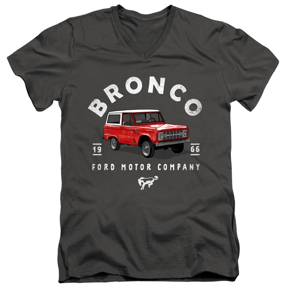 Ford Bronco Bronco Illustrated Mens Slim Fit V-Neck T Shirt Charcoal