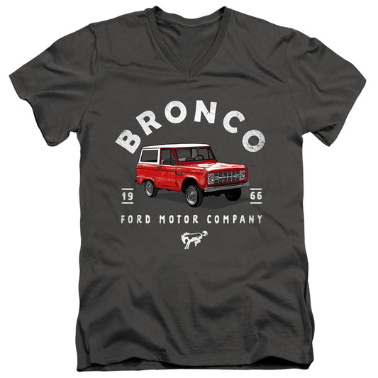 Ford Bronco Bronco Illustrated Mens Slim Fit V-Neck T Shirt Charcoal