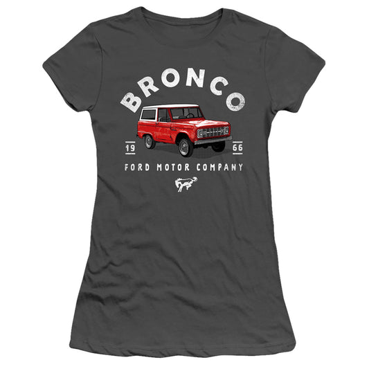 Ford Bronco Bronco Illustrated Junior Sheer Cap Sleeve Womens T Shirt Charcoal