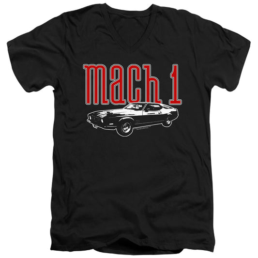 Ford Mustang Mach 1 Mens Slim Fit V-Neck T Shirt Black