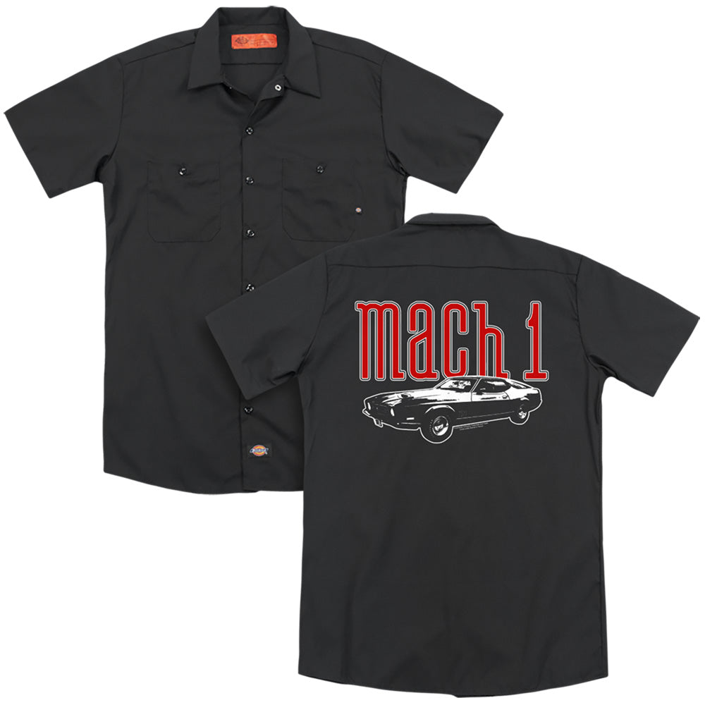 Ford Mustang Mach 1 (Front Back Print) Adult Work Shirt Black