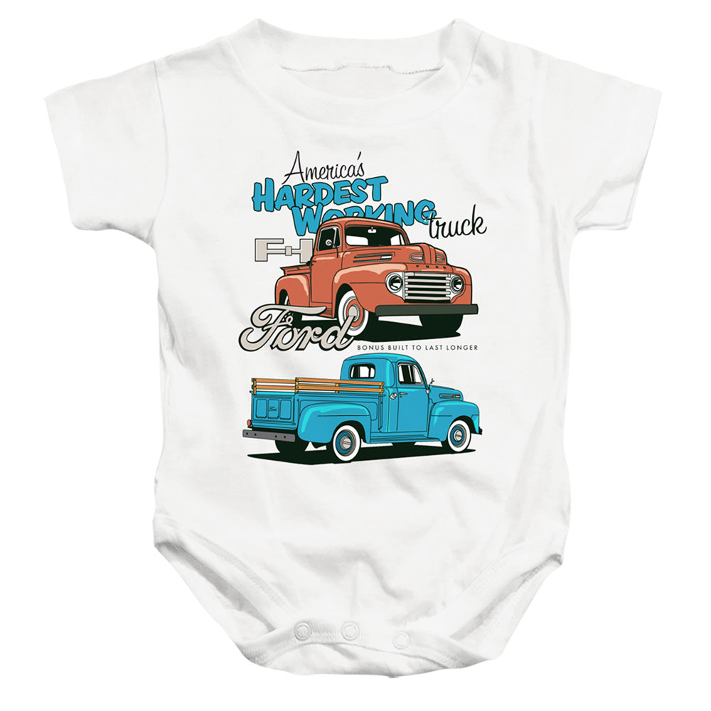 Ford Trucks Hardest Working Infant Baby Snapsuit White