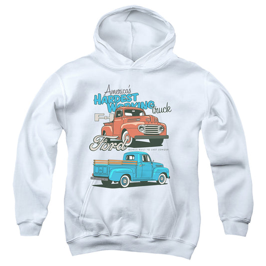 Ford Trucks Hardest Working Kids Youth Hoodie White