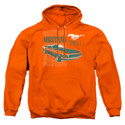 Ford Mustang Mach 1 Repeat Mens Hoodie Orange