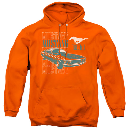 Ford Mustang Mach 1 Repeat Mens Hoodie Orange