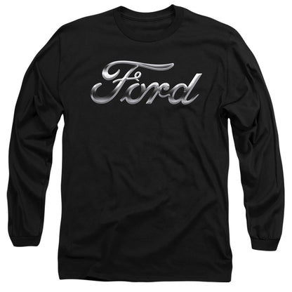 Ford Chrome Ford Logo Mens Long Sleeve Shirt Black