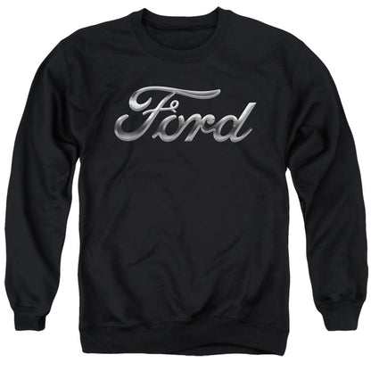 Ford Chrome Ford Logo Mens Crewneck Sweatshirt Black