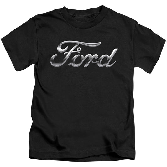 Ford Chrome Ford Logo Juvenile Kids Youth T Shirt Black