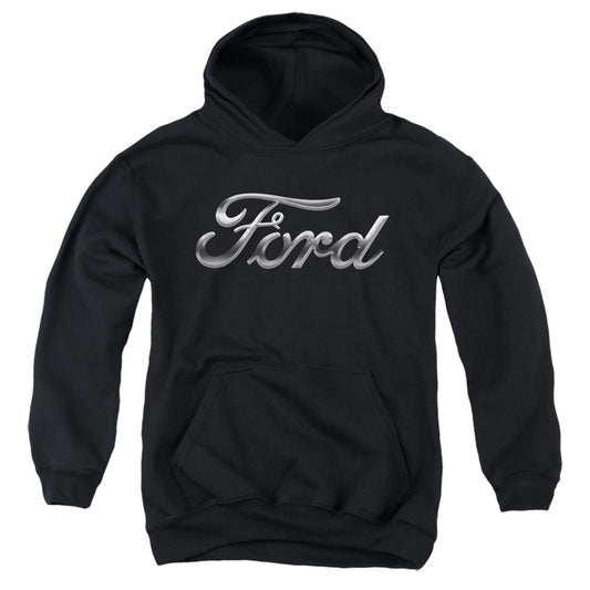 Ford Chrome Ford Logo Kids Youth Hoodie Black