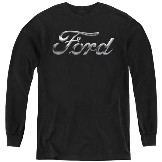 Ford Chrome Ford Logo Youth Long Sleeve Black