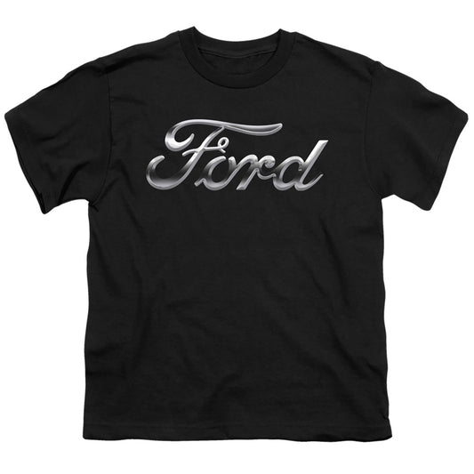 Ford Chrome Ford Logo Kids Youth T Shirt Black