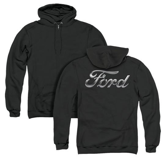 Ford Chrome Ford Logo (Front Back Print) Adult Zipper Hoodie Black