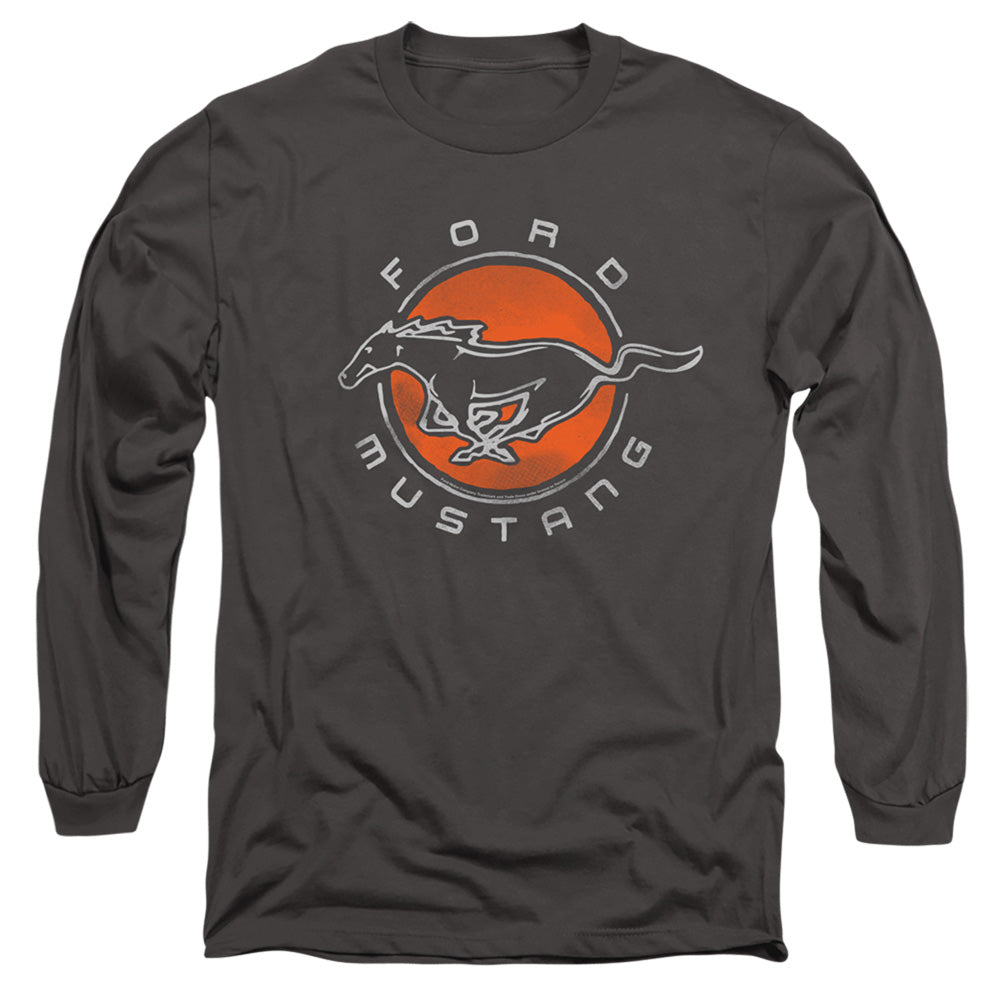 Ford Mustang Mustang Circle Mens Long Sleeve Shirt Charcoal