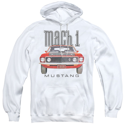 Ford Mustang 69 Mach 1 Mens Hoodie White