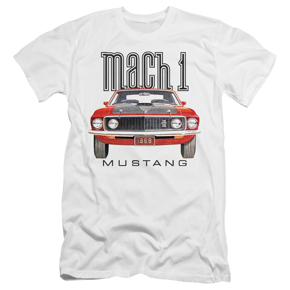 Ford Mustang 69 Mach 1 Slim Fit Mens T Shirt White