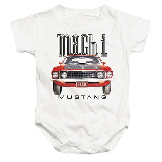 Ford Mustang 69 Mach 1 Infant Baby Snapsuit White