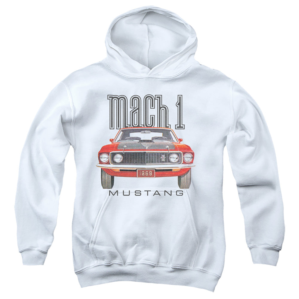 Ford Mustang 69 Mach 1 Kids Youth Hoodie White