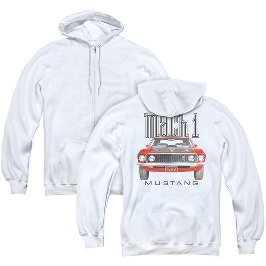 Ford Mustang 69 Mach 1 (Front Back Print) Adult Zipper Hoodie White