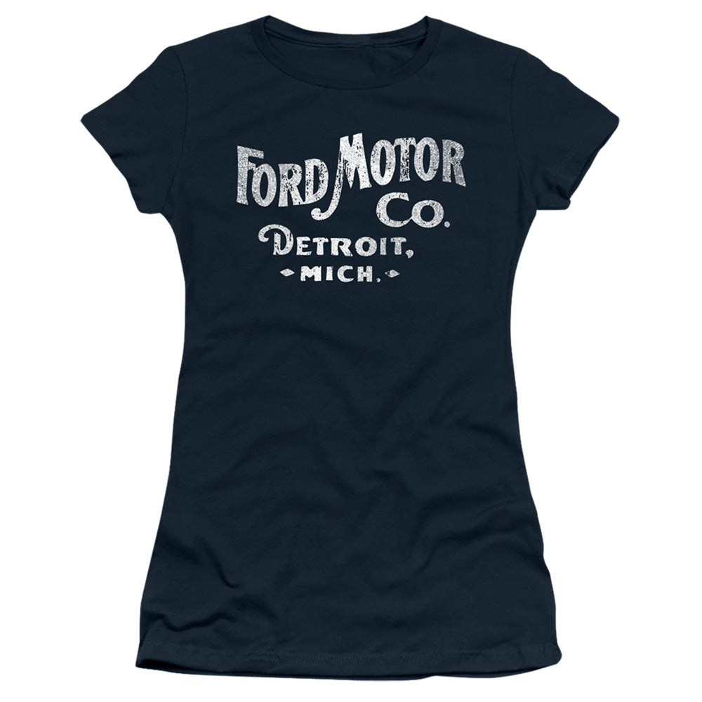 Ford Motor Co Junior Sheer Cap Sleeve Womens T Shirt Navy