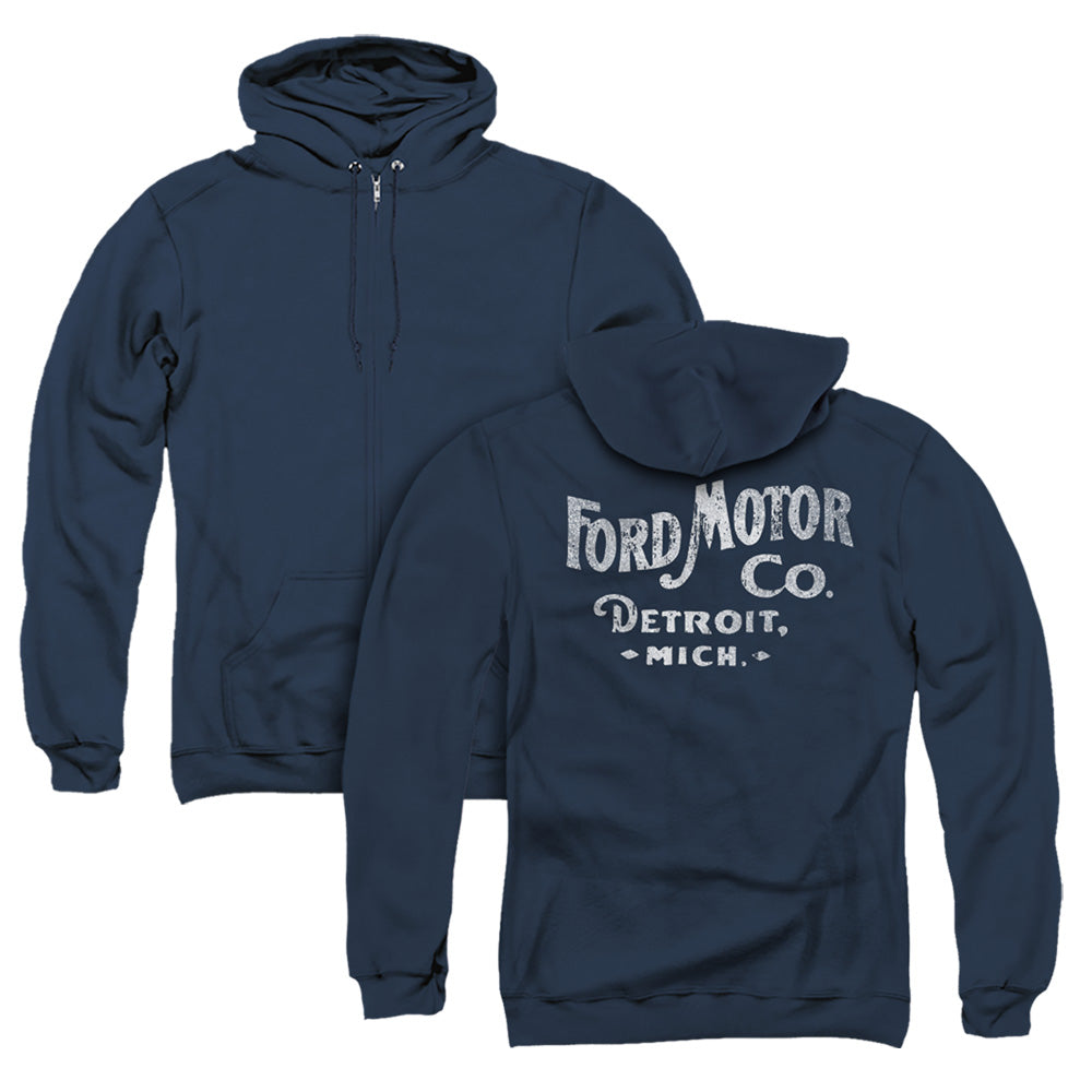 Ford Motor Co (Front Back Print) Adult Zipper Hoodie Navy