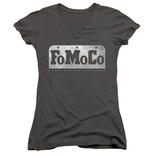 Ford Fomoco Junior Sheer Cap Sleeve V-Neck Womens T Shirt Charcoal