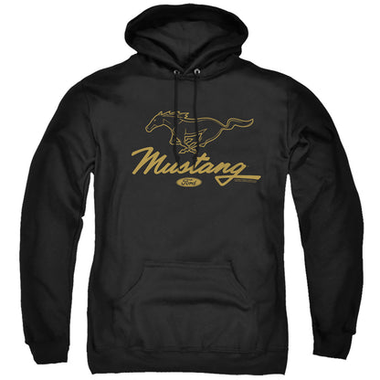 Ford Mustang Pony Script Mens Hoodie Black