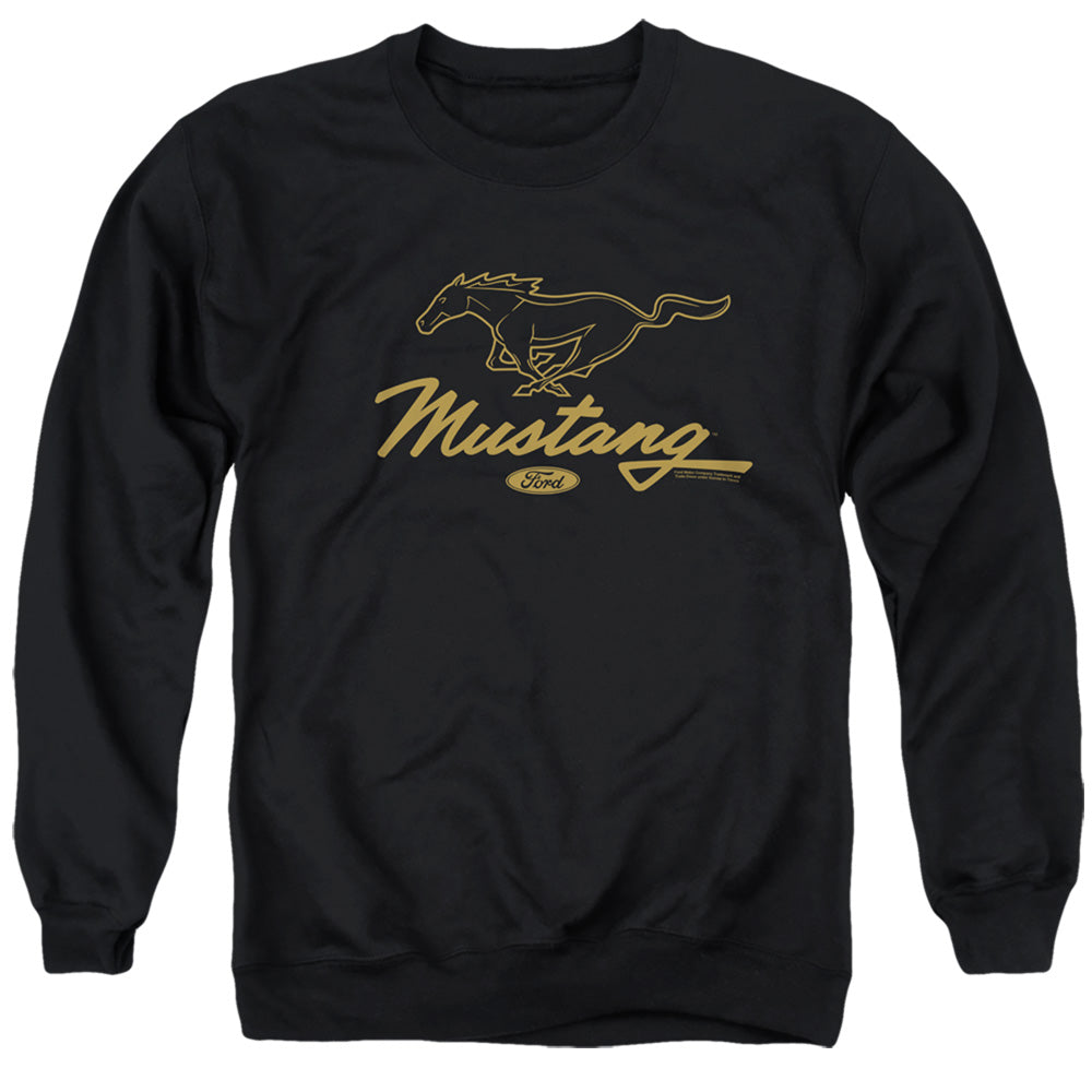 Ford Mustang Pony Script Mens Crewneck Sweatshirt Black