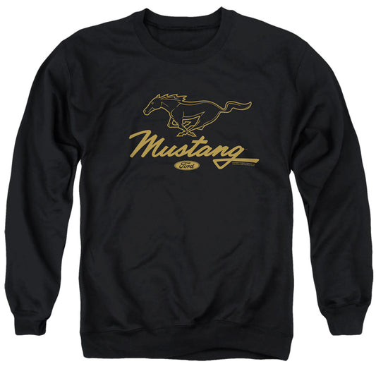 Ford Mustang Pony Script Mens Crewneck Sweatshirt Black