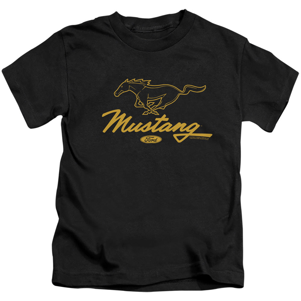 Ford Mustang Pony Script Juvenile Kids Youth T Shirt Black