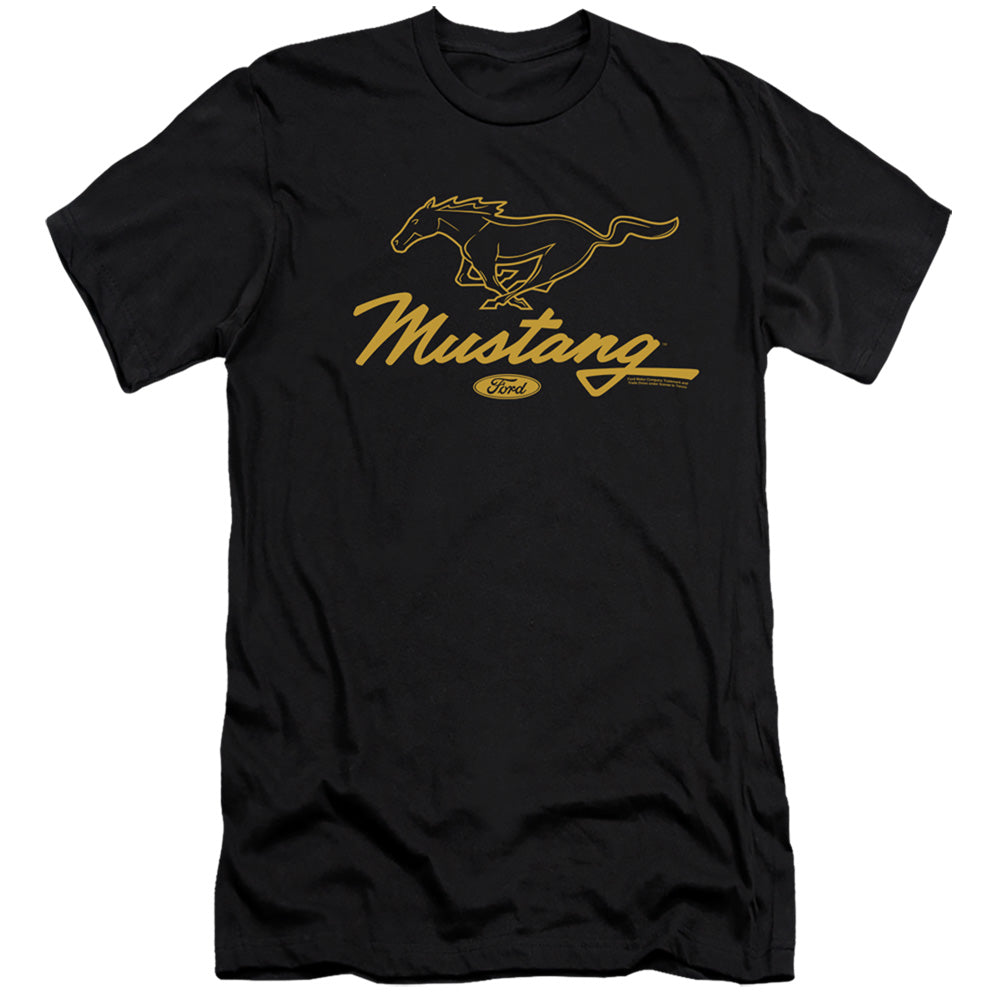 Ford Mustang Pony Script Slim Fit Mens T Shirt Black