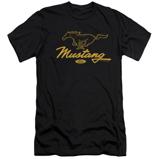 Ford Mustang Pony Script Slim Fit Mens T Shirt Black